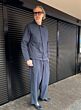 Universal Works Coverall jacket pinstripe Navy