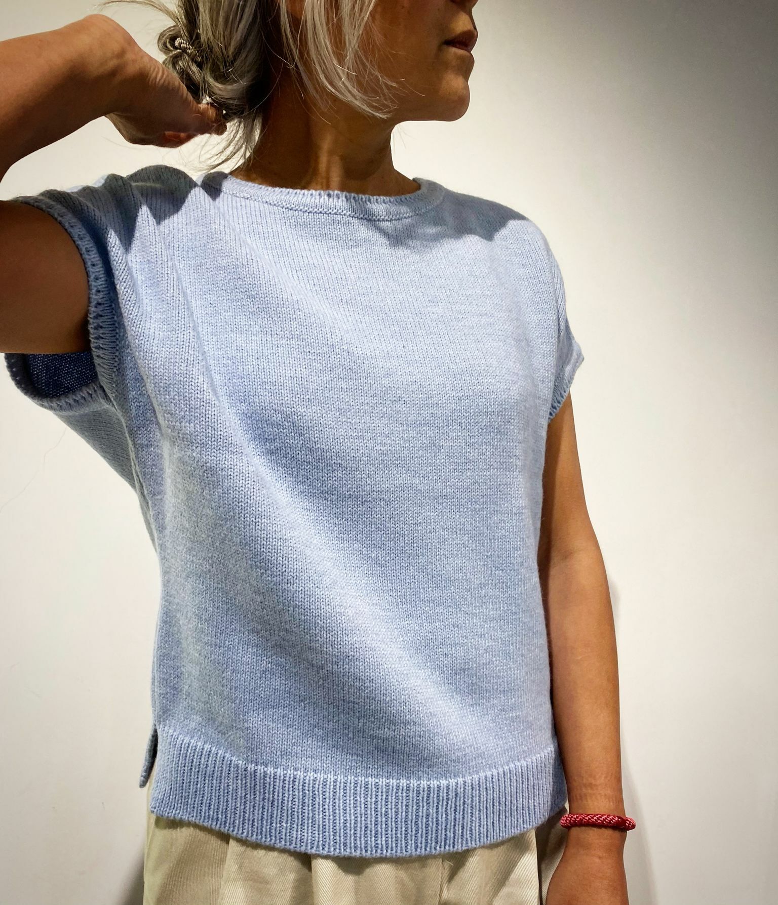 Merchandiser stropdas Supplement Sibin Linnebjerg dames korte mouw trui blauw online kopen bij No Sense.  ASPEN-7408 | Where jeans meet fashion
